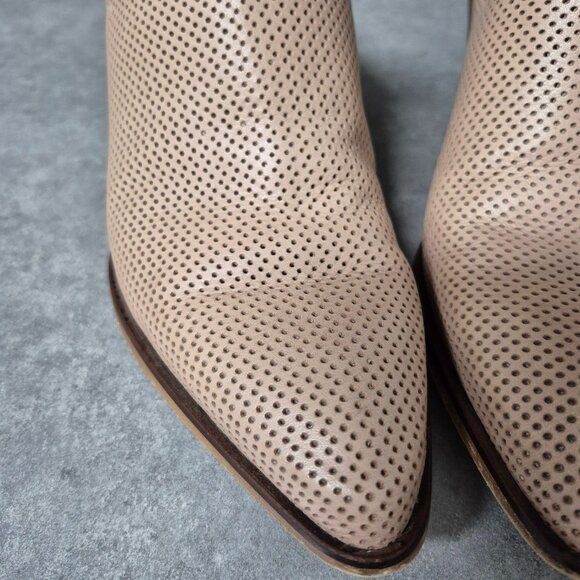 39 Ateliers Beige Perforated Leather Pointy Toe Slip On Mules Shoes - Picture 3 of 8